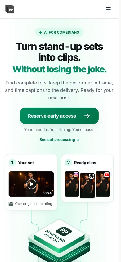 Punchline Poster mobile landing page